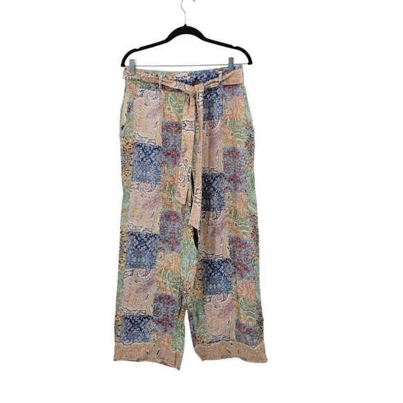 Rachel Zoe Womens Linen Multicolor Paisley Patchwork Wide-Leg Pants Sz L Boho - Picture 14 of 14